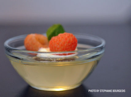 Champagne Jelly with White Raspberries and Mint